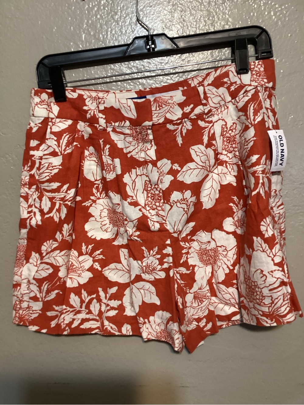Old Navy Women's White Floral Print Rust Orange Shorts